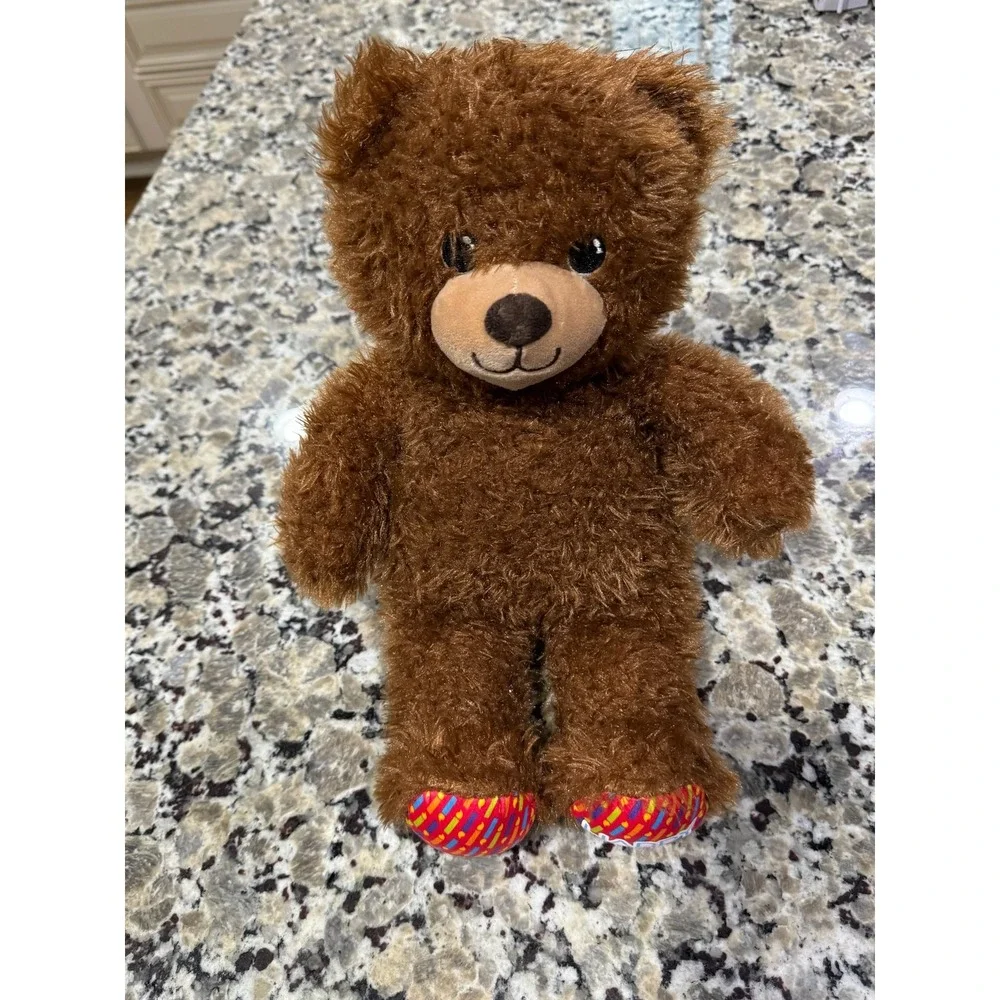Build-A-Bear Workshop Happy Birthday Brown Plush Teddy Bear 16 Inch Shaggy Fur
